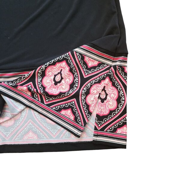 JM Collection Boho Tunic Women's Size L Black Top Sleeve 3/4 Blouse - Picture 5 of 11